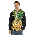 Pineapple Skull Print Men's Velvet Pullover Hoodie