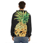 Pineapple Skull Print Men's Velvet Pullover Hoodie