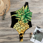 Pineapple Skull Print One Shoulder Bodysuit