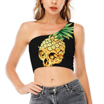 Pineapple Skull Print One Shoulder Crop Top