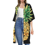 Pineapple Skull Print Open Front Beach Cover Up