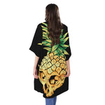 Pineapple Skull Print Open Front Beach Cover Up