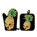 Pineapple Skull Print Oven Mitt And Pot Holder Set