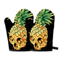 Pineapple Skull Print Oven Mitts