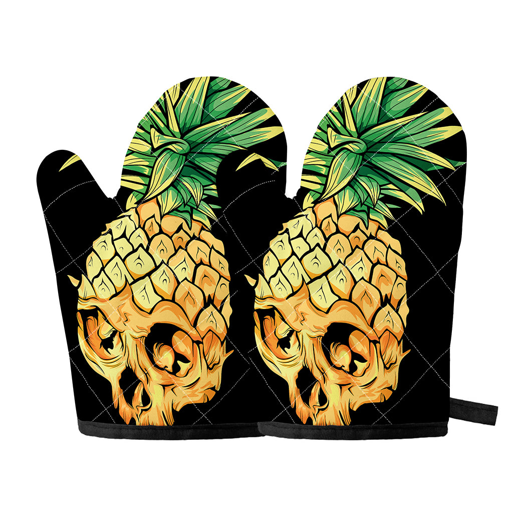 Pineapple Skull Print Oven Mitts