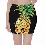 Pineapple Skull Print Pencil Mini Skirt