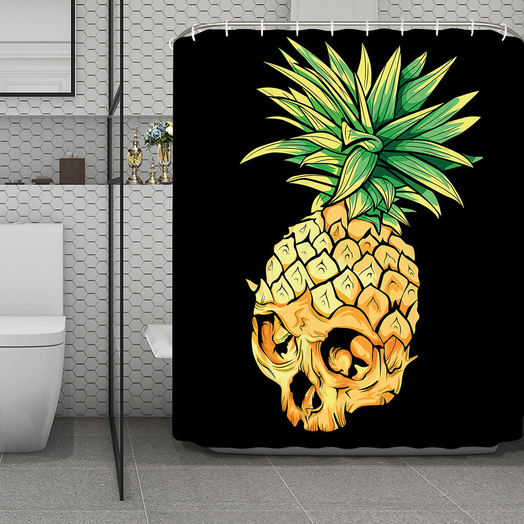 Pineapple Skull Print Polyester Shower Curtain