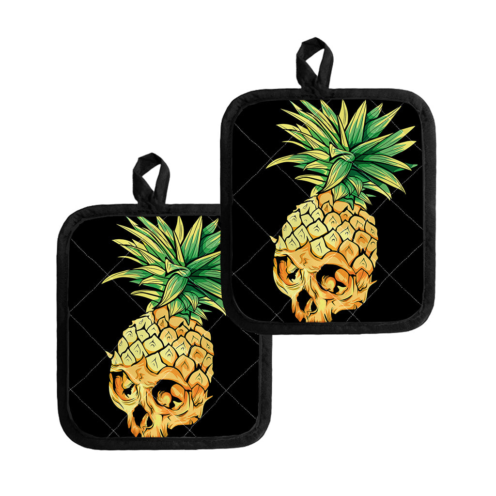 Pineapple Skull Print Pot Holders