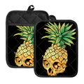 Pineapple Skull Print Pot Holders With Pocket