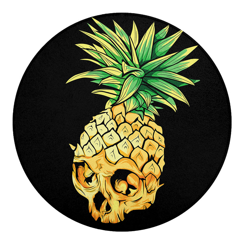 Pineapple Skull Print Round Blanket