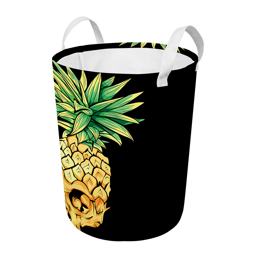 Pineapple Skull Print Round Laundry Basket