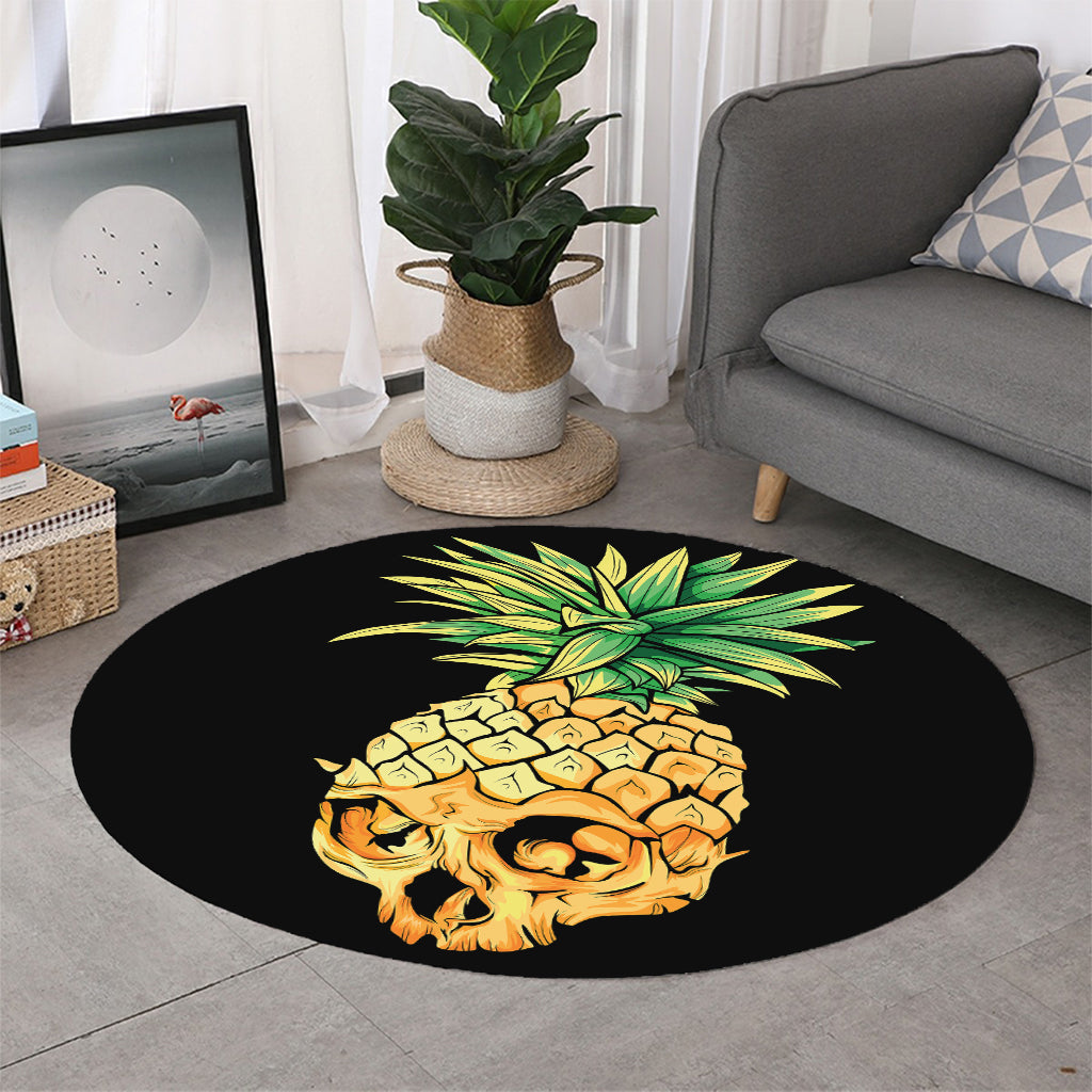 Pineapple Skull Print Round Rug