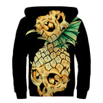 Pineapple Skull Print Sherpa Lined Zip Up Hoodie
