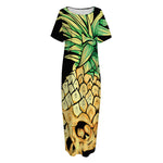 Pineapple Skull Print Short Sleeve Long Nightdress