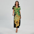 Pineapple Skull Print Short Sleeve Maxi Dress