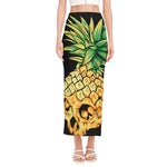 Pineapple Skull Print Side Slit Maxi Skirt