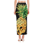 Pineapple Skull Print Side Slit Maxi Skirt