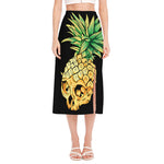 Pineapple Skull Print Side Slit Midi Skirt