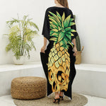 Pineapple Skull Print Silk V-Neck Kaftan Dress
