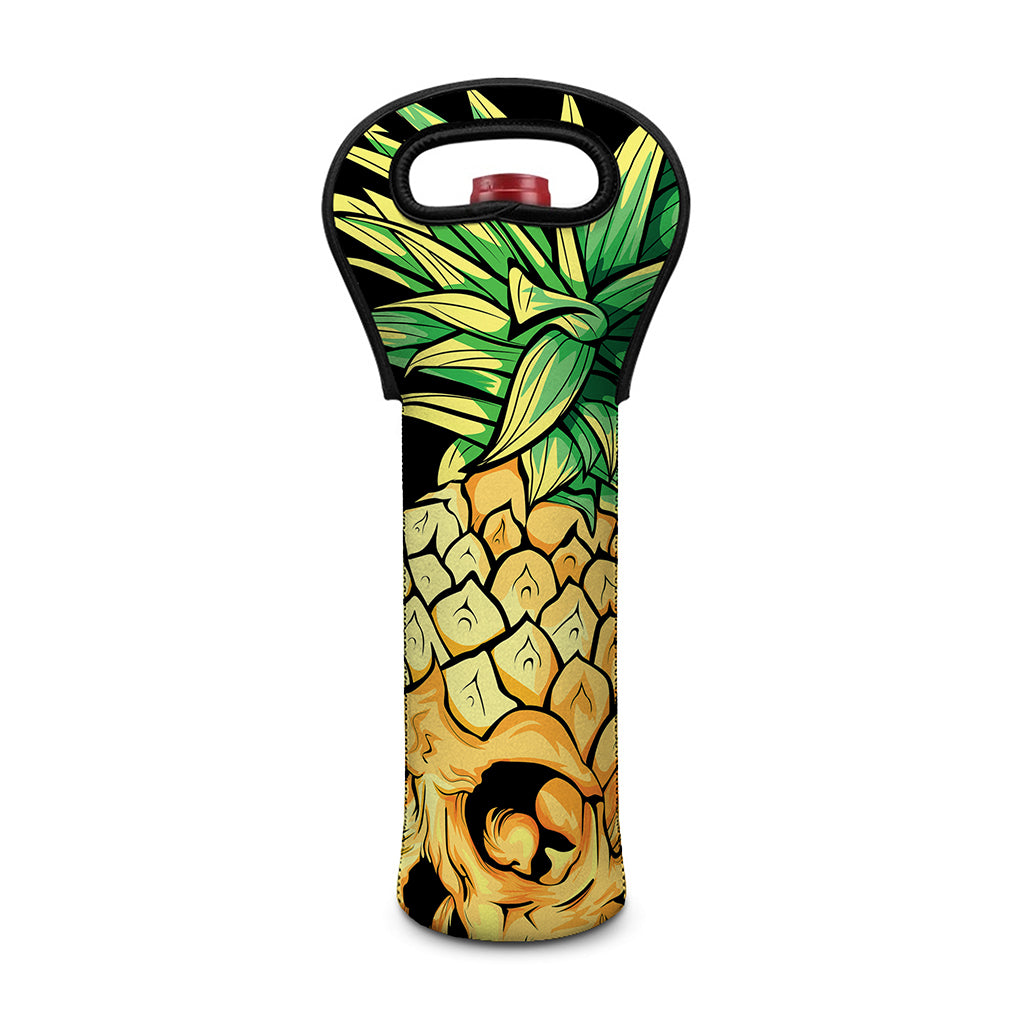 Pineapple Skull Print Single Neoprene Wine Tote