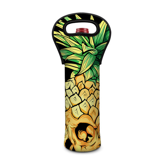 Pineapple Skull Print Single Neoprene Wine Tote