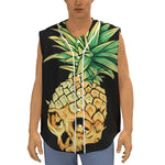 Pineapple Skull Print Sleeveless Baseball Jersey