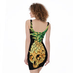 Pineapple Skull Print Sleeveless Bodycon Dress