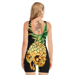 Pineapple Skull Print Sleeveless One Piece Swimsuit