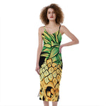 Pineapple Skull Print Slim Fit Midi Cami Dress