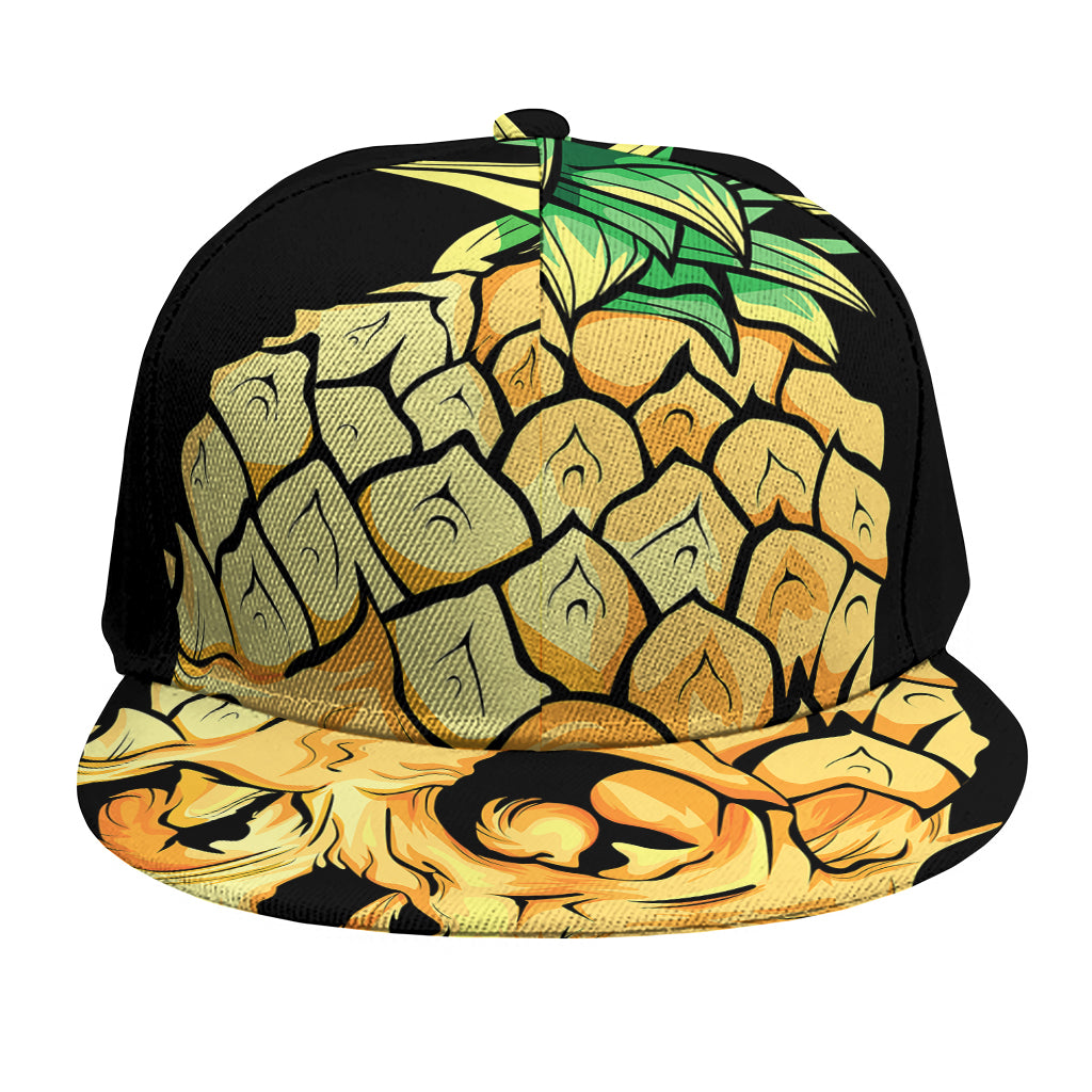 Pineapple Skull Print Snapback Cap