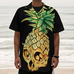 Pineapple Skull Print Textured Short Sleeve Shirt