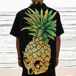 Pineapple Skull Print Textured Short Sleeve Shirt