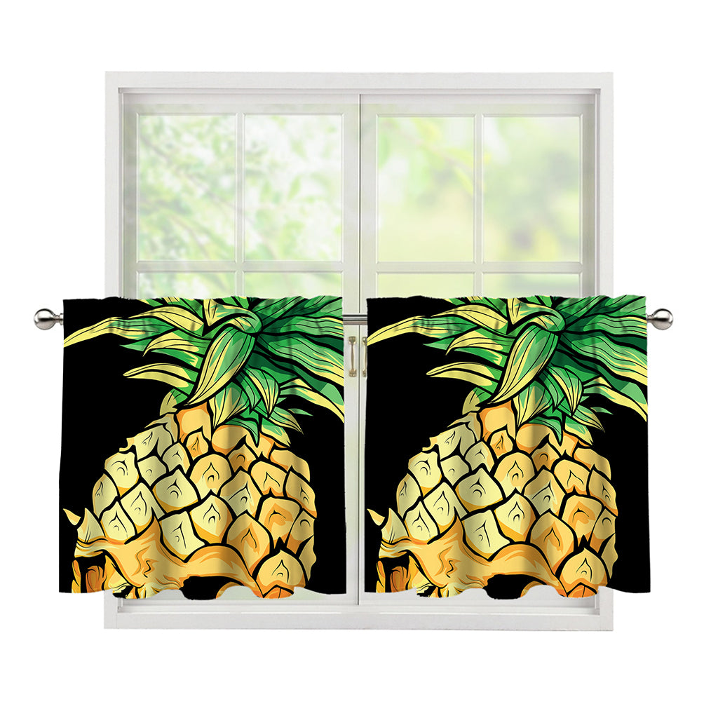 Pineapple Skull Print Tier Curtains