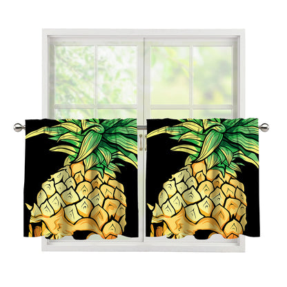 Pineapple Skull Print Tier Curtains