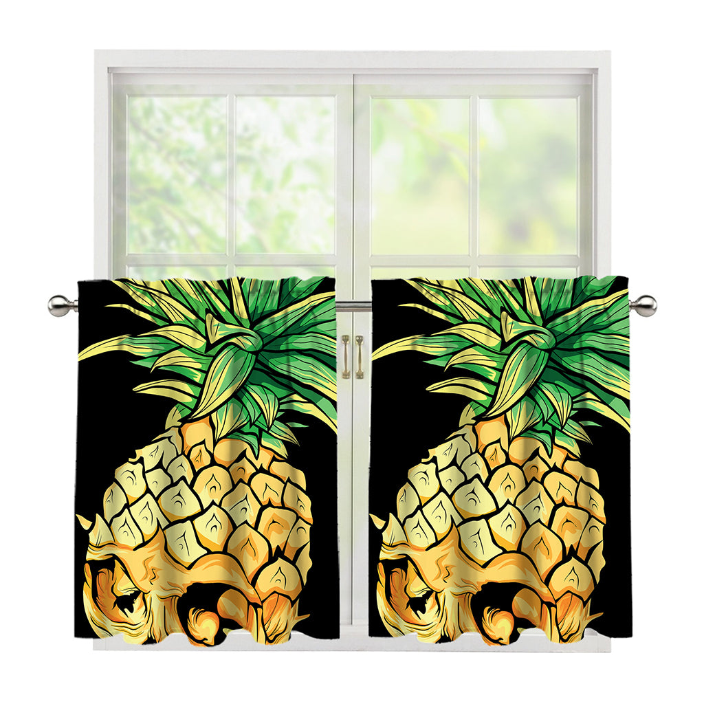Pineapple Skull Print Tier Curtains