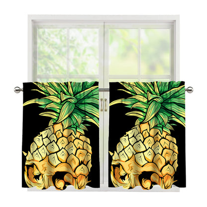 Pineapple Skull Print Tier Curtains