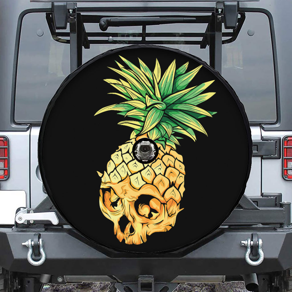 Pineapple Skull Print Tire Cover With Camera Hole