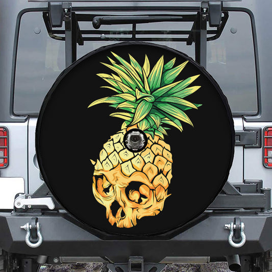 Pineapple Skull Print Tire Cover With Camera Hole