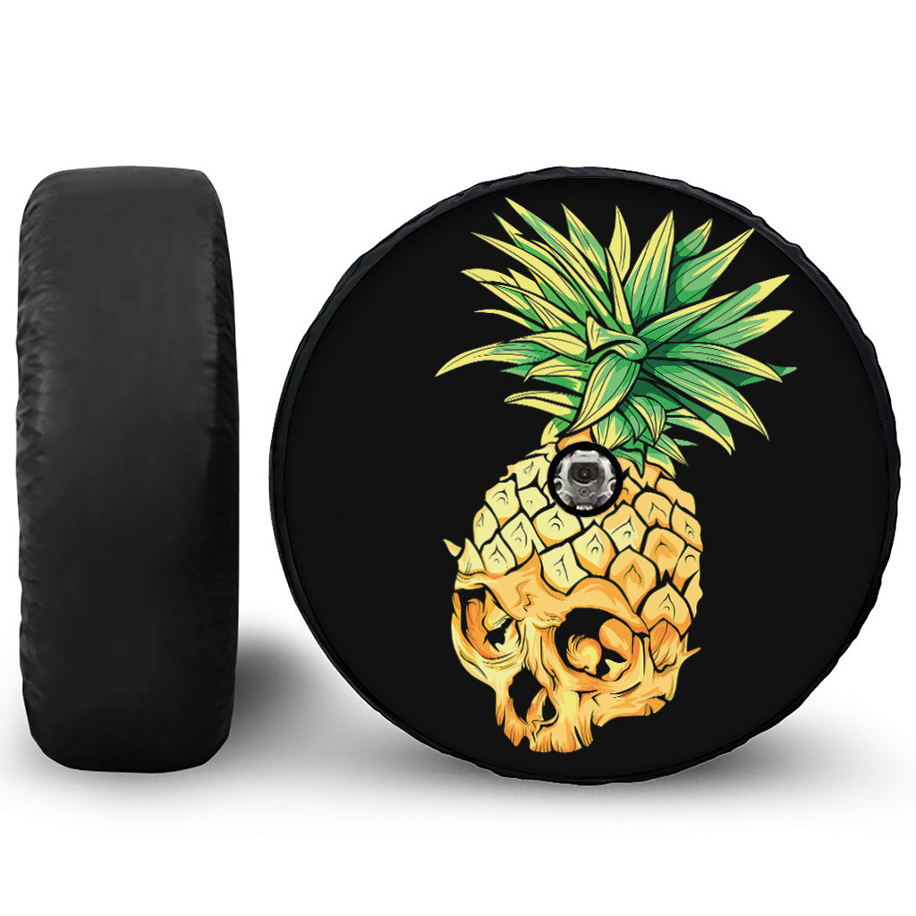 Pineapple Skull Print Tire Cover With Camera Hole