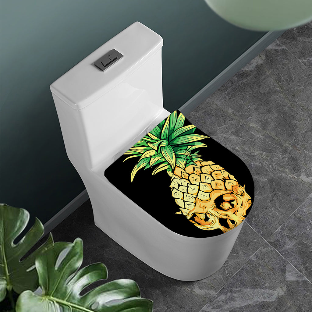 Pineapple Skull Print Toilet Lid Cover