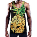 Pineapple Skull Print Men's Workout Tank Top