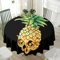 Pineapple Skull Print Waterproof Round Tablecloth