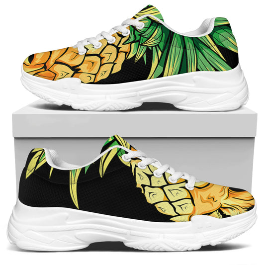 Pineapple Skull Print White Chunky Shoes