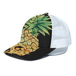 Pineapple Skull Print White Mesh Trucker Cap