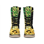 Pineapple Skull Print Winter Boots