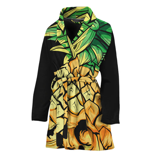 Pineapple Skull Print Women's Bathrobe