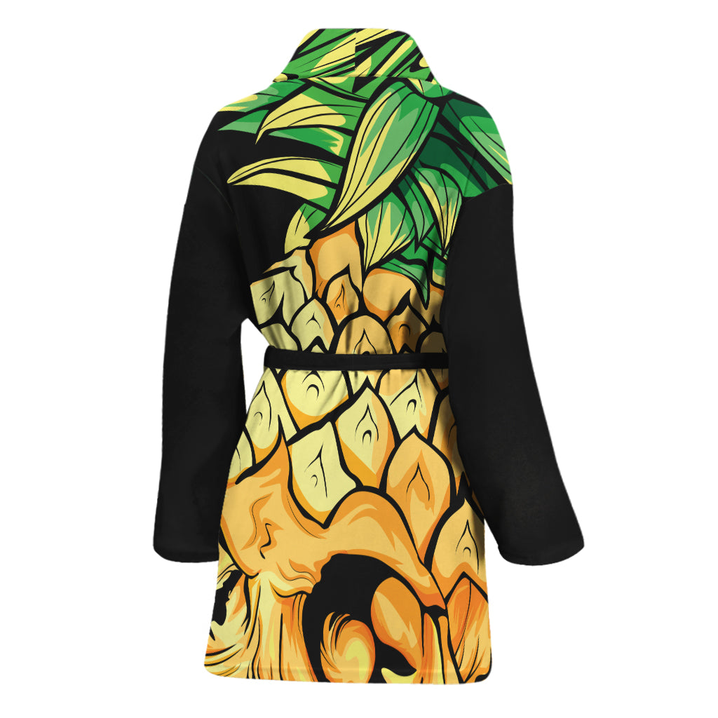 Pineapple Skull Print Women's Bathrobe