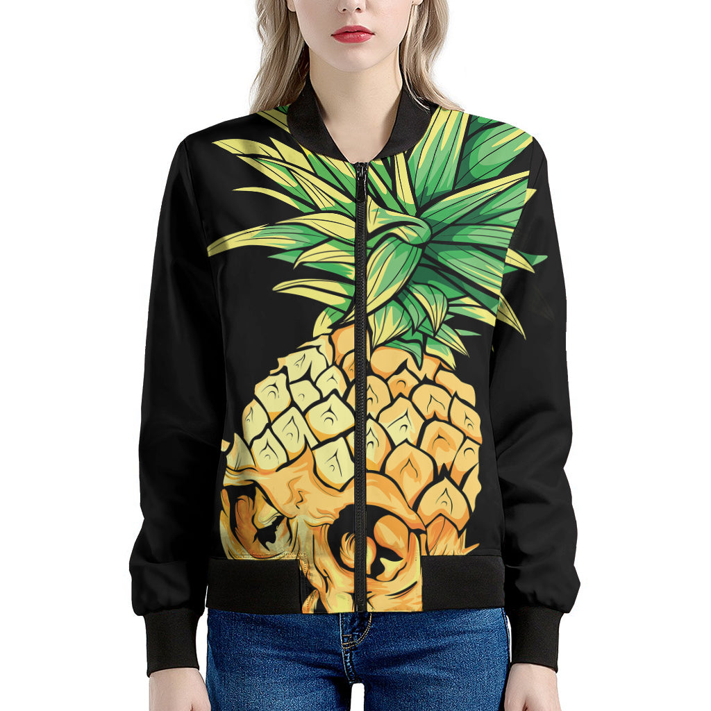 Pineapple Skull Print Women's Bomber Jacket