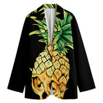 Pineapple Skull Print Women's Cotton Blazer