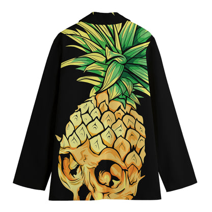 Pineapple Skull Print Women's Cotton Blazer